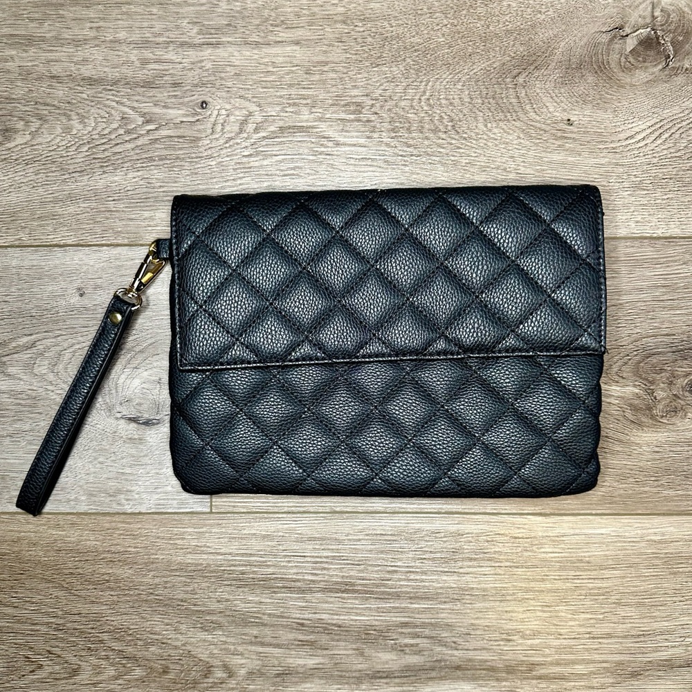 Charlotte Russe Clutch Wristlet Bag Black Gold Women’s Accessories